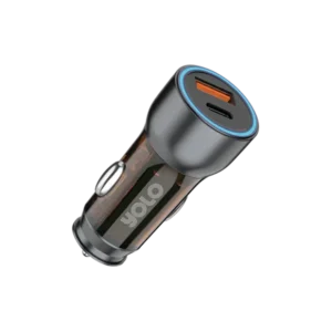 Yolo Hyper Car Charger Y-521 | 30W PD & QC | Dual Port USB-A + Type-C | Cable Included