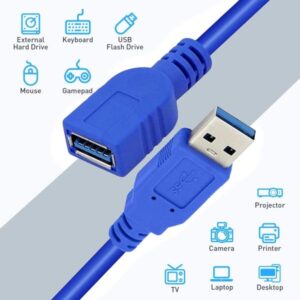 USB 3.0 Extension Cable | Male to Female | 1.5M (Imported High-Speed Cable)