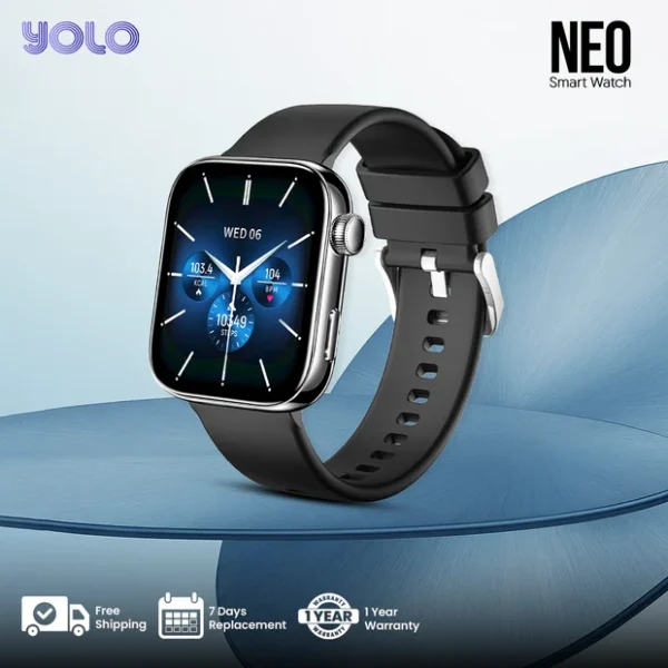 YOLO Neo Smartwatch | 1.85" Super AMOLED Display | Bluetooth Calling | Stainless Steel Build | IP68 Water Resistant | Dual Straps | 120+ Sports Modes - Image 2
