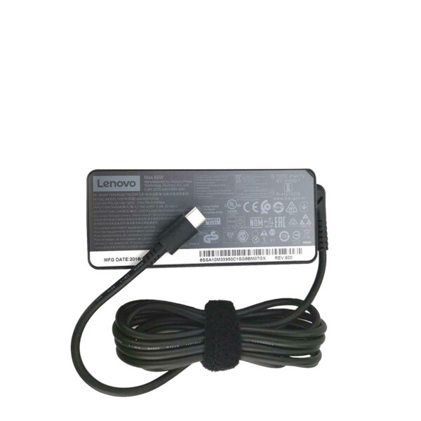 Lenovo 65W Type-C Laptop Charger | Slim & Portable AC Adapter | Compatible with ThinkPad, Yoga, IdeaPad