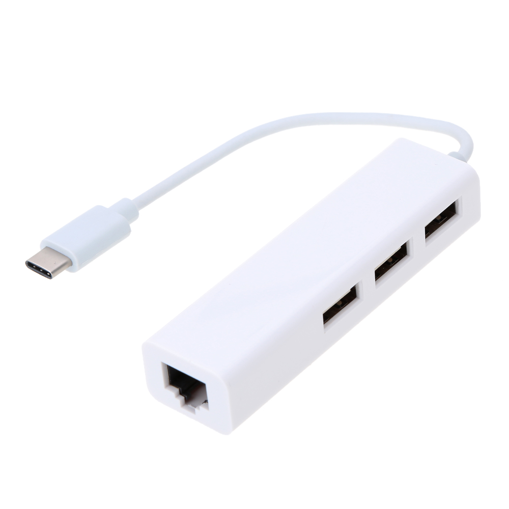 USB Type-C 3.1 to LAN (RJ45) + USB Hub | High-Speed Ethernet Adapter with 3-Port USB Expansion