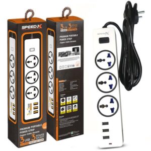 Speed-x 303PU Premium Portable Power Strip 3socket+3usb Port Cabel Length 2m