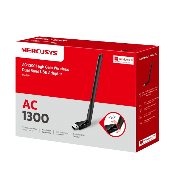Mercusys MA30H AC1300 High Gain Wireless Dual Band USB Adapter - Image 2