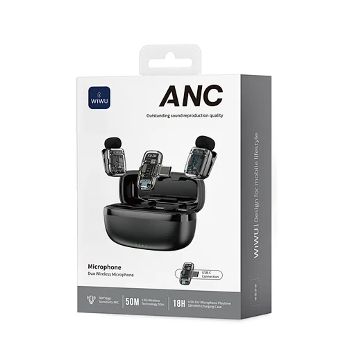 WiWU Wi-WM008 ANC Dual Wireless Lavalier Microphone - Image 3