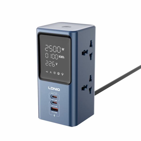 Ldnio Sc2 7-in-1 Power Extension With Fast Charging 4 Sockets 2 Usb-c + 1 Usb-a