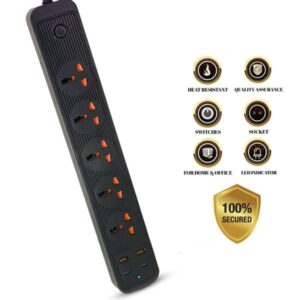 Speed-x 504PU Premium Portable Power Strip 5socket+2usb Port+2 Type C Usb Cabel Length 2M