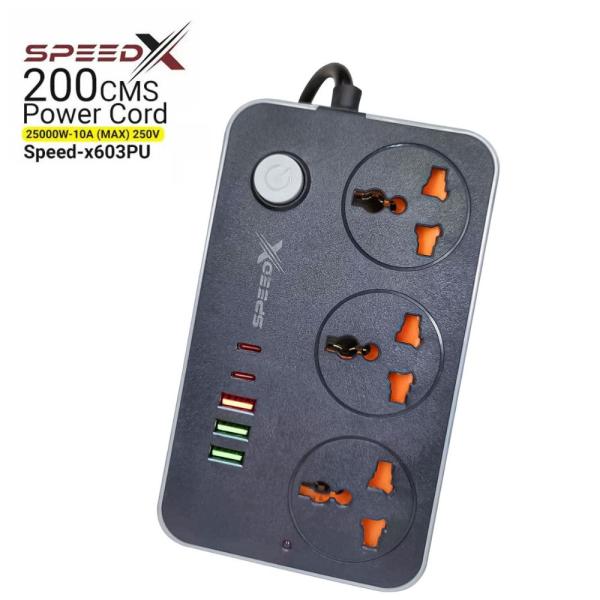 Speed-x 603PU Power Universal Travel 3socket+3usb+2type-c Cabel Length 2m