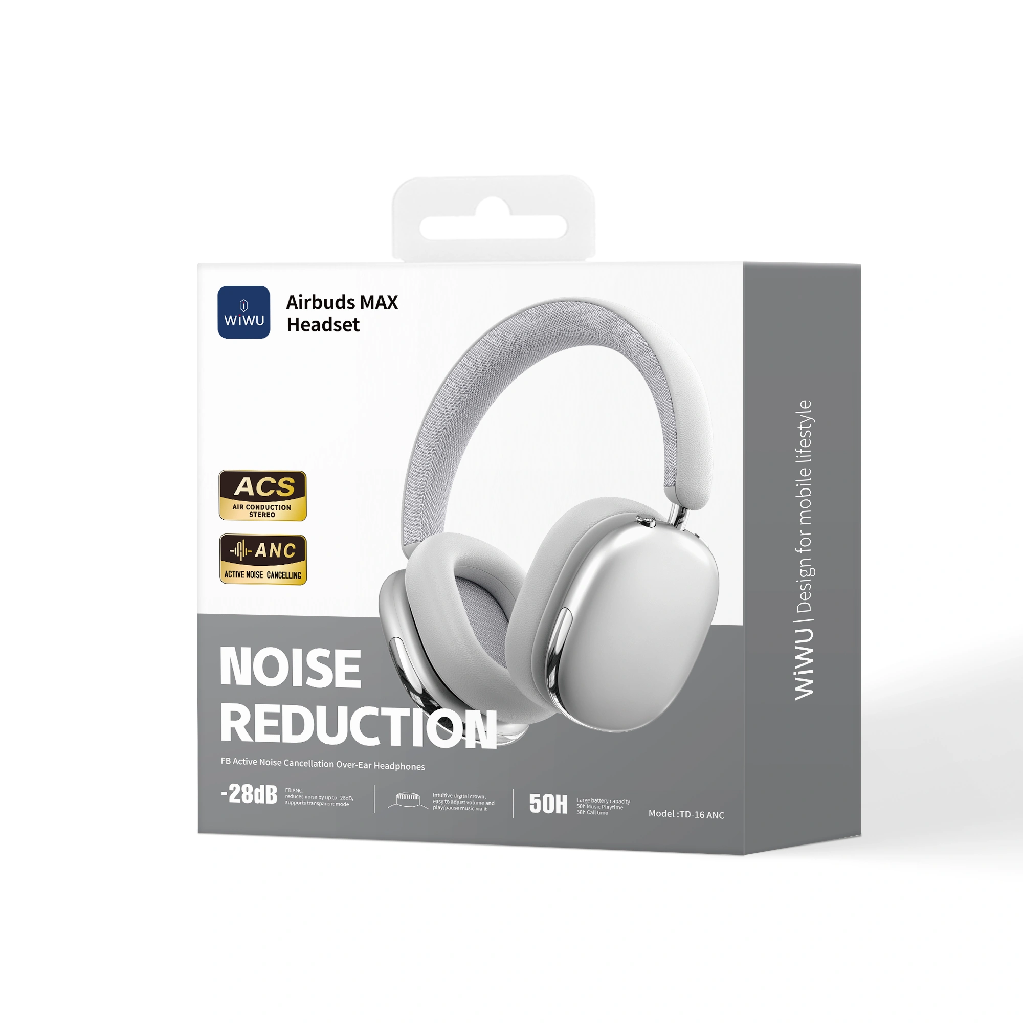 WiWU ANC Airbuds MAX TD-16 Over-Ear Wireless Headphones - Image 5