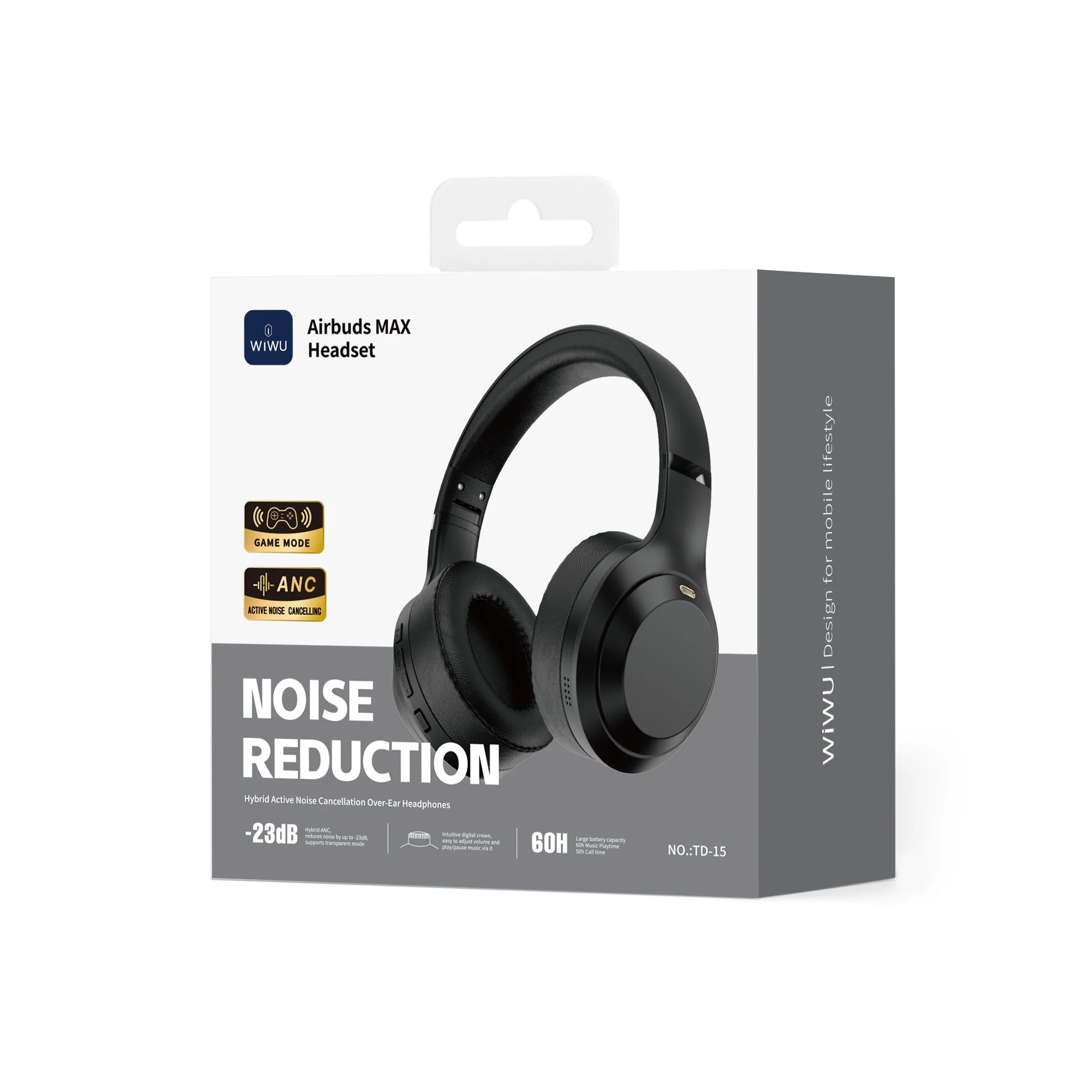 WiWU TD‑15 Soundbasha ANC Over‑Ear Headphones - Image 3