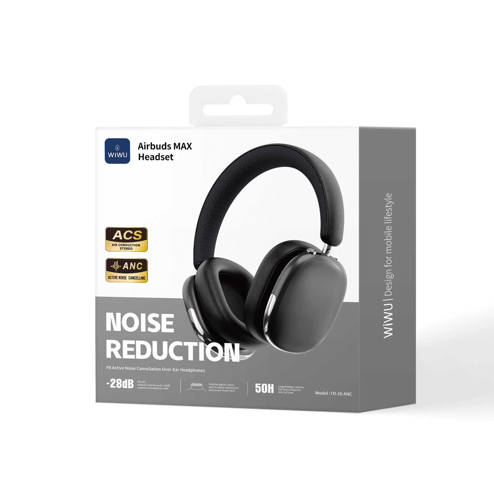 WiWU ANC Airbuds MAX TD-16 Over-Ear Wireless Headphones - Image 3